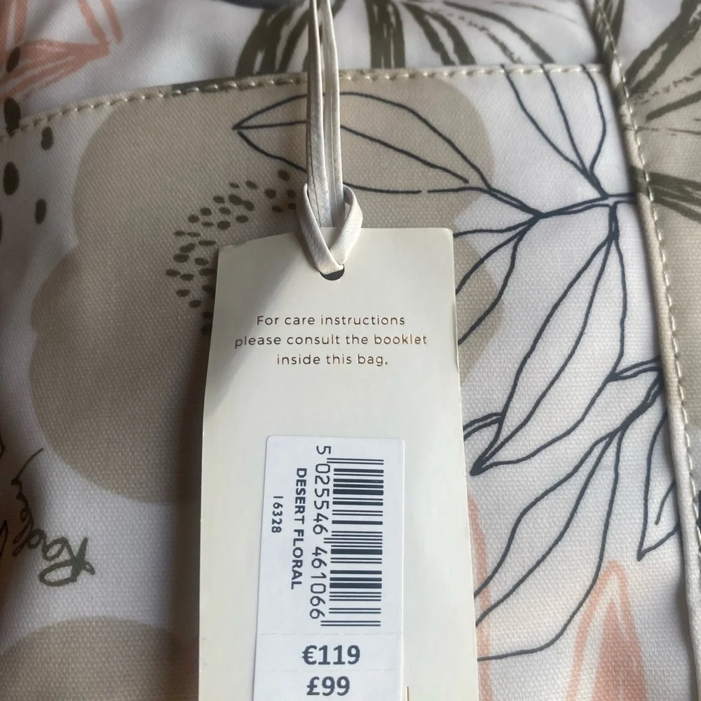 Radley London NWT get ready for spring beige Desert Floral Nylon & Leather Trim - Picture 4 of 8